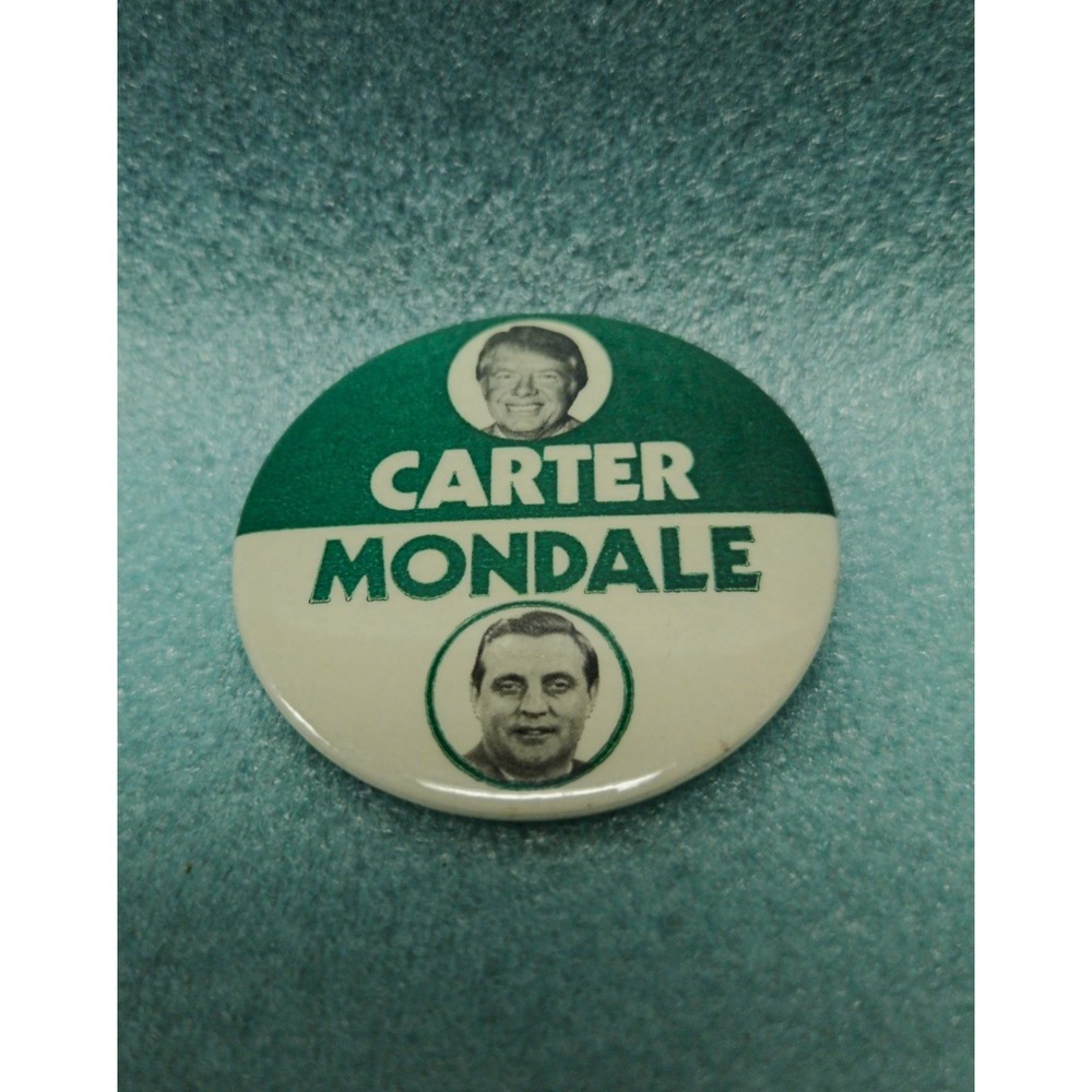Carter Mondale 1980 Campaign Button Pinback Political Memorabilia 2.25 Green